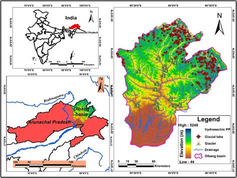 Location map of the Dibang river basin, Eastern Himalaya, India ...