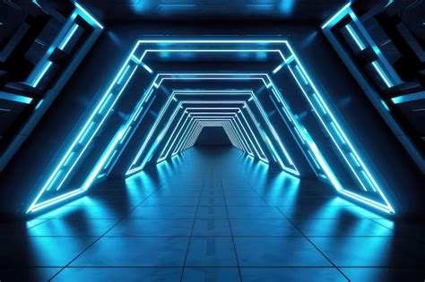 Premium AI Image Sci Fi Futuristic Blue Cyber Modern Neon Led Arrow