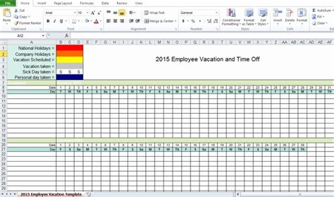 Employee vacation planner template excel luxury employee vacation tracking excel template 2015