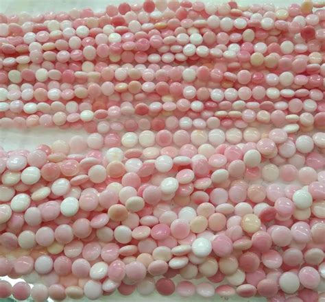 Genuine Conch Shell Jewelry Pink Round Roundel Disc Pink Conch Necklace