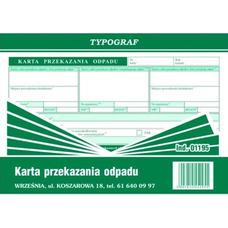 Karta Przekazania Odpadu Typograf 01195 A5