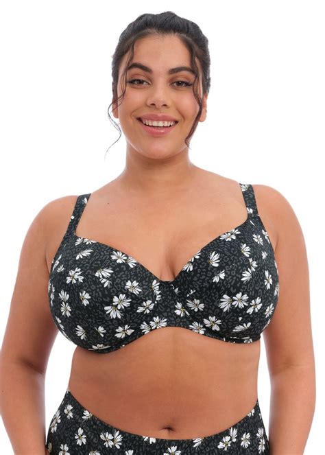 Elomi Plain Sailing Plunge Bikini Top Black Daisy Available At The