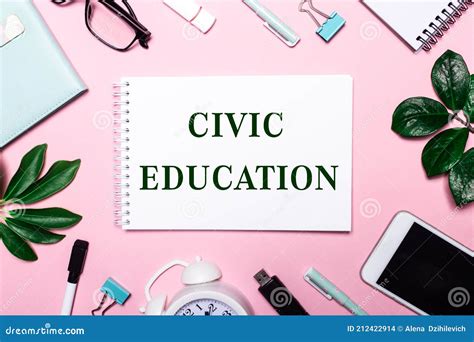 Civic Education Is Written In A White Notebook On A Pink Background