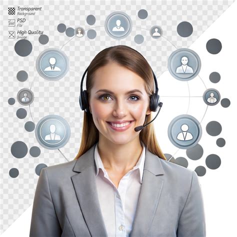 Premium Psd Professional Female Operator With Headset And Network Icons
