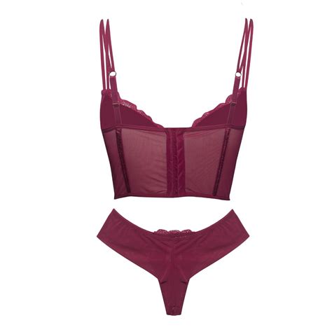 Corpete Alça Dupla Calcinha fio duplo Magenta Elisa Benassi Lingerie