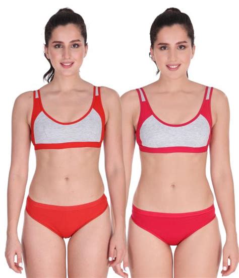 Buy In Curve Women S Red Pink Cotton Bra Panty Set For Lingerie Set Undergarments Nightwear Hot