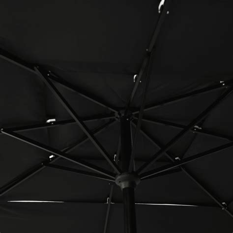 LEX Parasol à 3 niveaux avec mât en aluminium Noir 2 5x2 5 m Qqmora