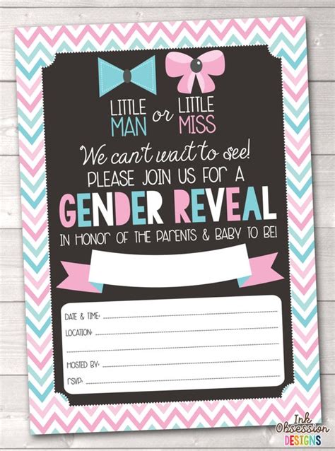 Gender Reveal Party Invitation Instant Download With Pink And Blue