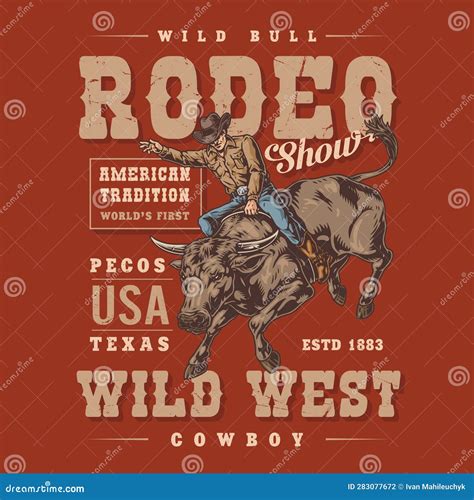 Colorful Rodeo Labels And Logos Cartoon Vector Cartoondealer