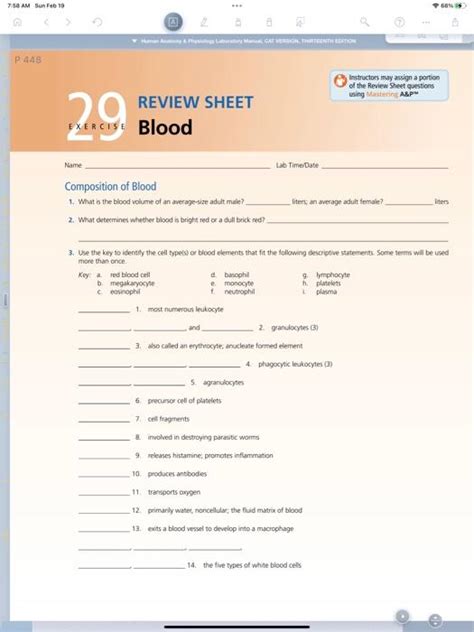 Solved Composition Of Blood 1 What Is The Blood Volume Of Chegg