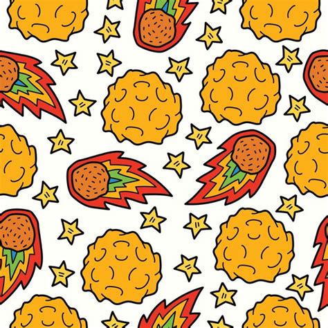 Premium Vector Hand Drawn Meteor Doodle Cartoon Pattern Design