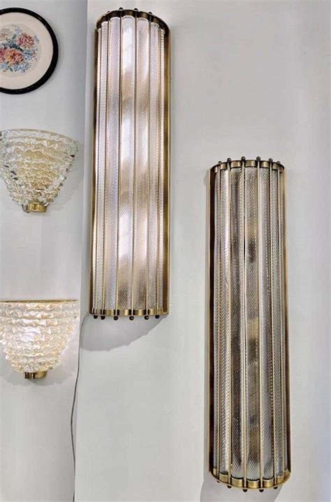 Large Size Pair Vintage Art Deco Light Old Lamp Wall Sconces Fixture