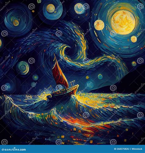 Ai Generated Illustration Of Van Gogh Style Oil Painting With A Boat In