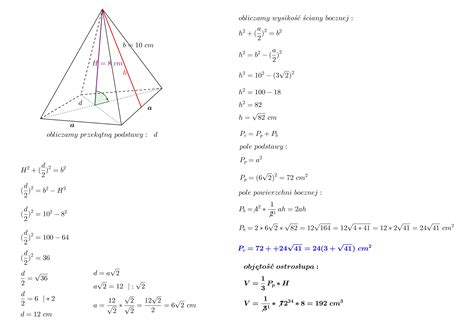 Oblicz Pole Powierzchni Ca Kowitej I Obj To Ostros Upa Prawid Owego