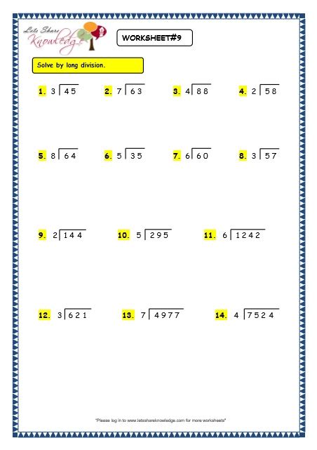 Grade 3 Maths Worksheets Division 6 3 Long Division Without Remainder Lets Share Knowledge