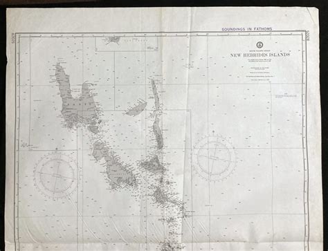 Nautical Chart New Hebrides Islands South Pacific Ocean Maritime 1976