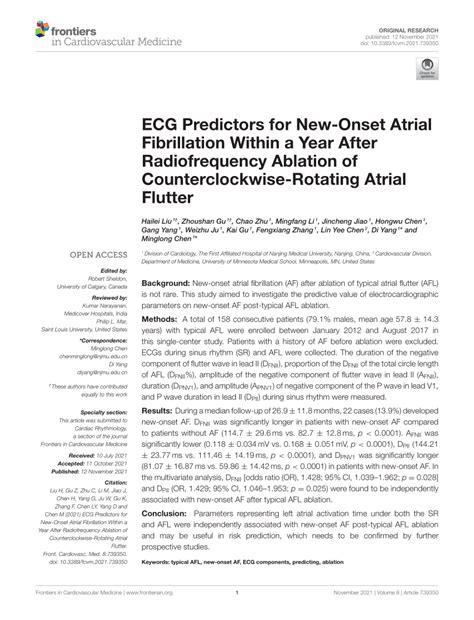 Pdf Ecg Predictors For New Onset Atrial Fibrillation Within A Year After Radiofrequency