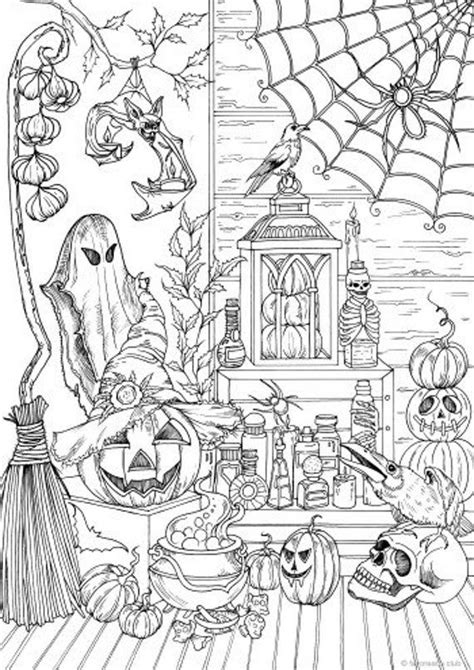 Halloween Stuff Printable Adult Coloring Page From Favoreads Coloring