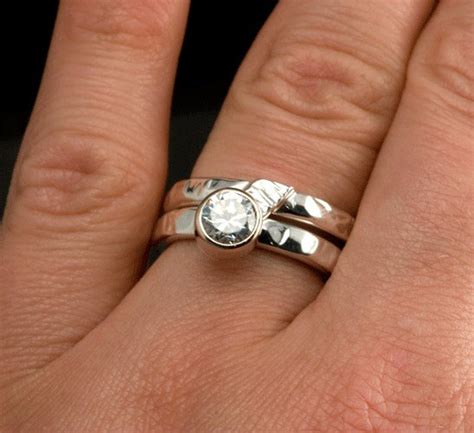 Sterling Silver Wedding Ring Set With White Topaz Everyday Etsy