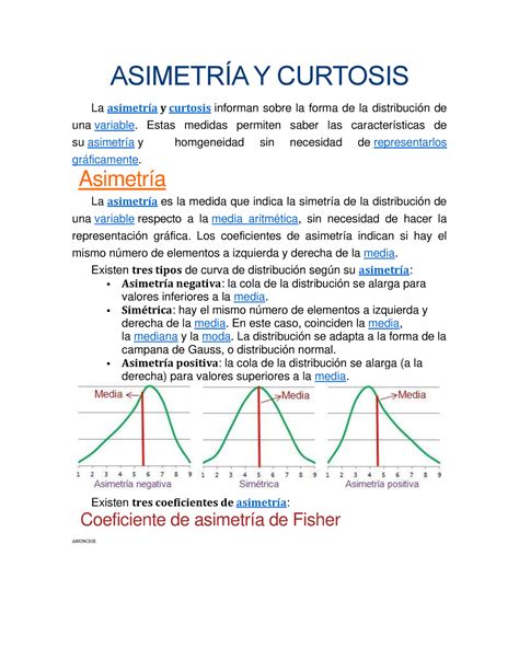 Asimetría Y Curtosis conceptos ASIMETRÍA Y CURTOSIS La asimetría y