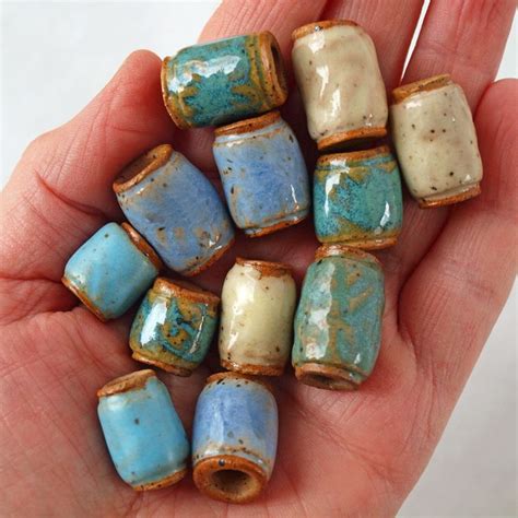 Pottery Beads A Bead Set Of Handmade Ceramic Beads With Mm Holes