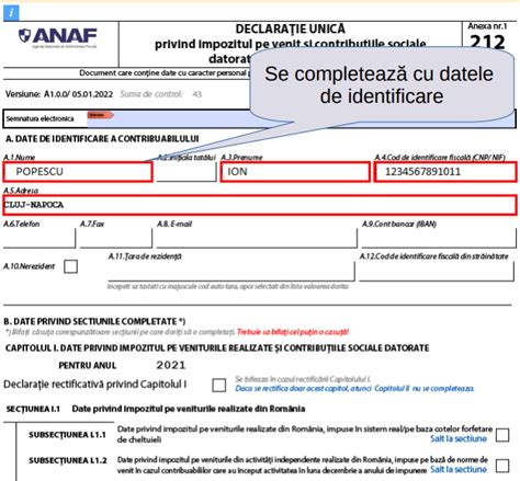 Model De Completare A Declaratiei Unice Pentru Veniturile Obtinute Din