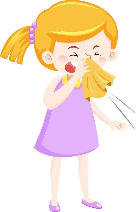 A Sick Girl Cartoon Character On White Background 8137124 Vector Art At