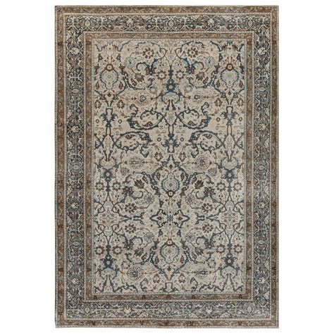 Antique Persian Tabriz Rug In Mocha Camel Brown Gray And Light Blue