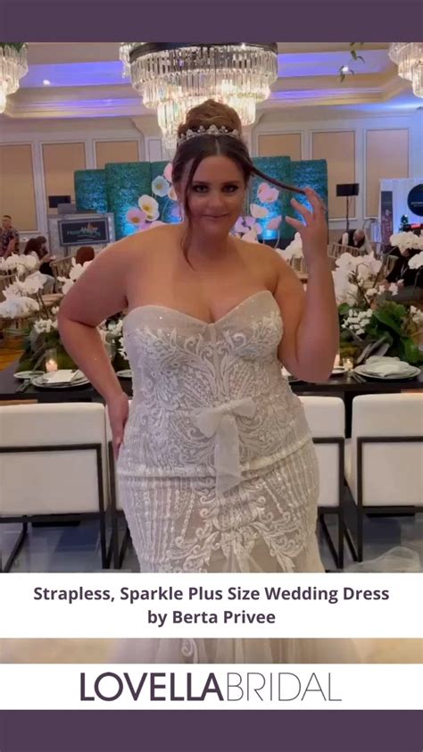 Plus Size Bridal Dress Strapless Sparkle Lace Wedding Dress Berta