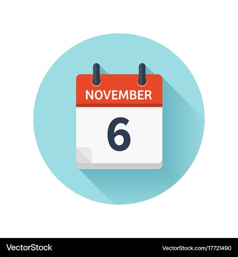 November 6 flat daily calendar icon date Vector Image