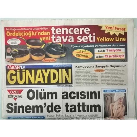 Gökçe Koleksiyon Sabah Gazetesi Günaydın Eki 23 Nisan 2002 Fiyatı