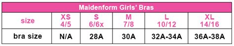 Maidenform Bra Size Chart