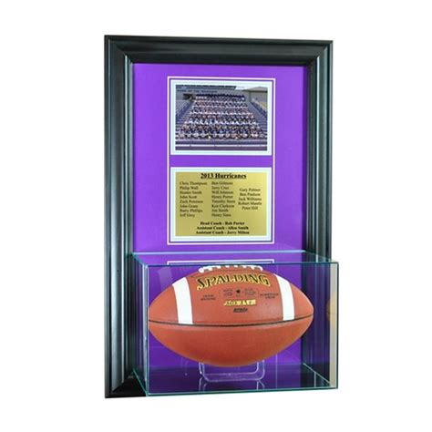 Wall Mounted Football Case With 5x7 And Engraving Plate For Team Award