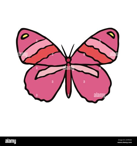 Pink butterfly, hand drawn doodle, drawing, sketch illustration, design ...