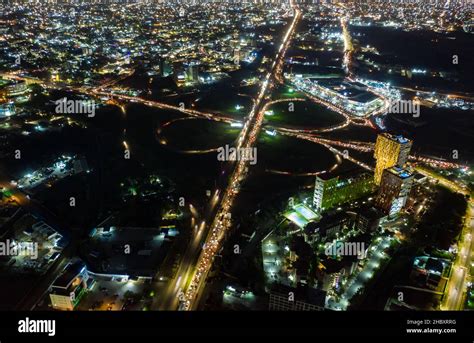 An Aerial Shot Of The City Of Accra In Ghana At Night Stock Photo Alamy