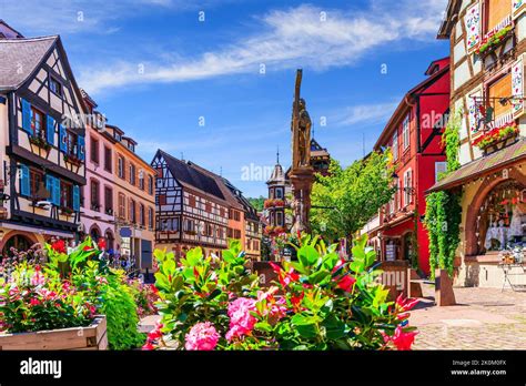 Kaysersberg Vignoble France Picturesque Street With Traditional Half