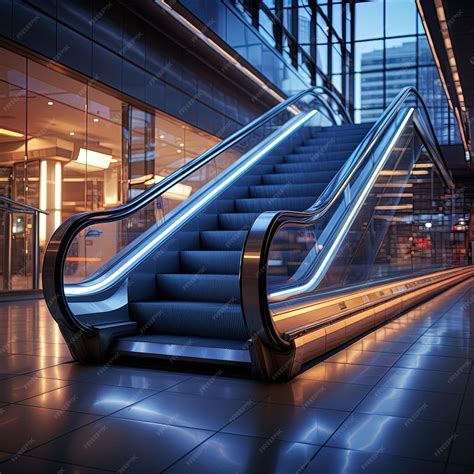 Premium Photo An Escalator With A Silver Escalator In The Middle