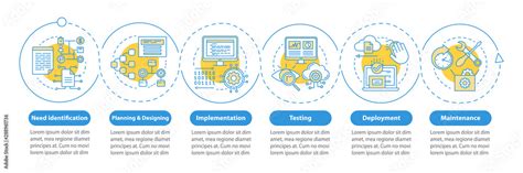 software development stages vector infographic template business