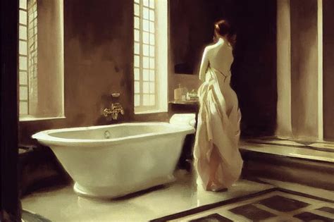 Sensuous Brunette Beauty Bathing Marble Bathroom Midjourney OpenArt