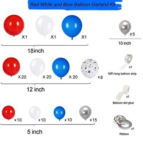 Red White And Blue Balloon Garland 4th Of July Balloon Garland Arch Kit