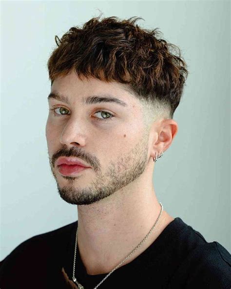 Mid Fade Cut On Curly Hair For Men Man Bun Hairstyles Mens Hairstyles