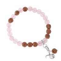 Pulsera Bola Cuarzo Rosa Y Rudraska Bindi Esoterismo Espiritualidad Y