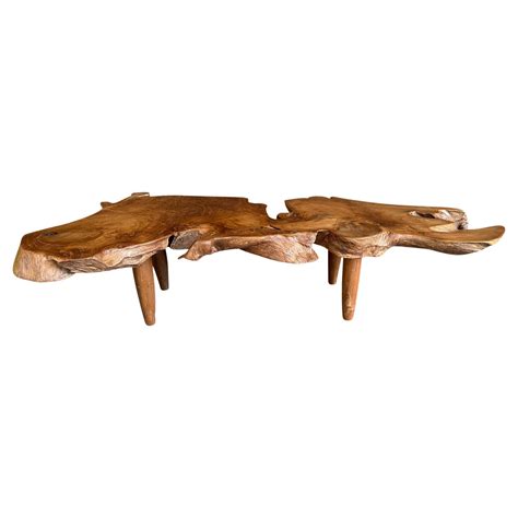 Andrianna Shamaris Mid Century Style Live Edge Teak Wood Coffee Table For Sale At 1stdibs