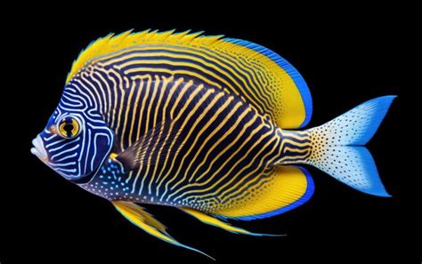 Colorful Cute Emperor Angelfish Isolated On White Background Premium