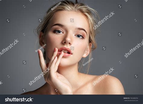 Image Beautiful Blonde Girl Touching Her Stock Photo 765380254 Shutterstock
