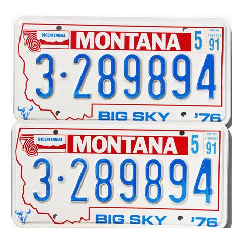 1991 Montana Bicentennial Pair 3 289894 Old MT Plates