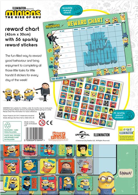 Minions The Rise Of Gru Reward Chart Paper Projects