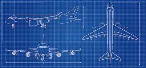 Plano de avión esquema de aviones ilustración vectorial Vector Premium