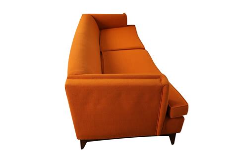 Mid Century Modern Orange Upholstered Sofa - Mary Kay's Furniture