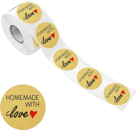 Pcs Natural Kraft Homemade With Love Stickers In Roll With